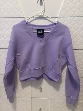 Lavender V-Neck Cropped Sweater